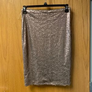 Taupe colored mini sequin pencil skirt LINED!
